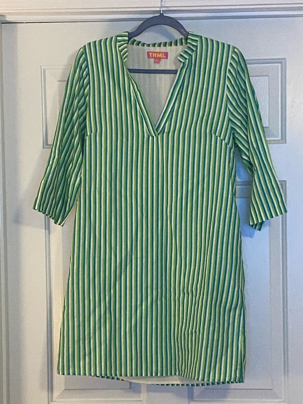 THML Green & White Vertical-Stripe Tunic